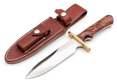 Dave Griffin Randall Style Burl Wood Attack Knife w/ Gutcher Sheath