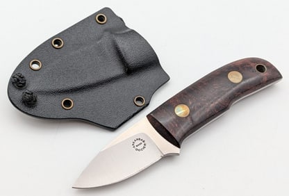 Dozier Knives Burl Wood Drop Point Neck Knife w/ Kydex Sheath