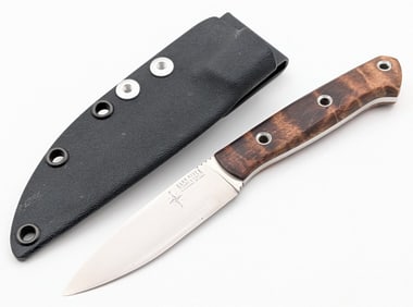 Bark River Knives Burnt Wood KF Drop Point Hunter w/ Kydex Sheath