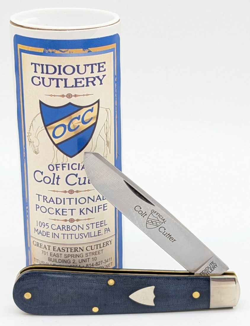 Great Eastern Cutlery Smooth Blue Linen Micarta Jack Knife 394124 w/ Tube: Knife is in like new condition. Overall measures 3-1/2in when closed.