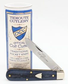 Great Eastern Cutlery Smooth Blue Linen Micarta Jack Knife 394124 w/ Tube