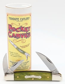 Great Eastern Cutlery Smooth Green Banana Bone Pocket Carver Knife 620324 w/ Tube