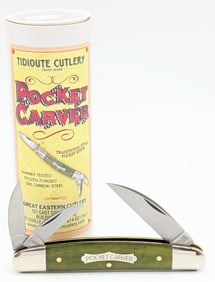 Great Eastern Cutlery Smooth Green Banana Bone Pocket Carver Knife 620324 w/ Tube