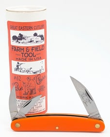 Great Eastern Cutlery Orange Delrin Pocket Carver Knife 620324 w/ Tube