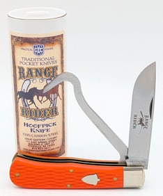 Great Eastern Cutlery Jigged Orange Delrin Hoof Pick Knife 725224 w/ Tube