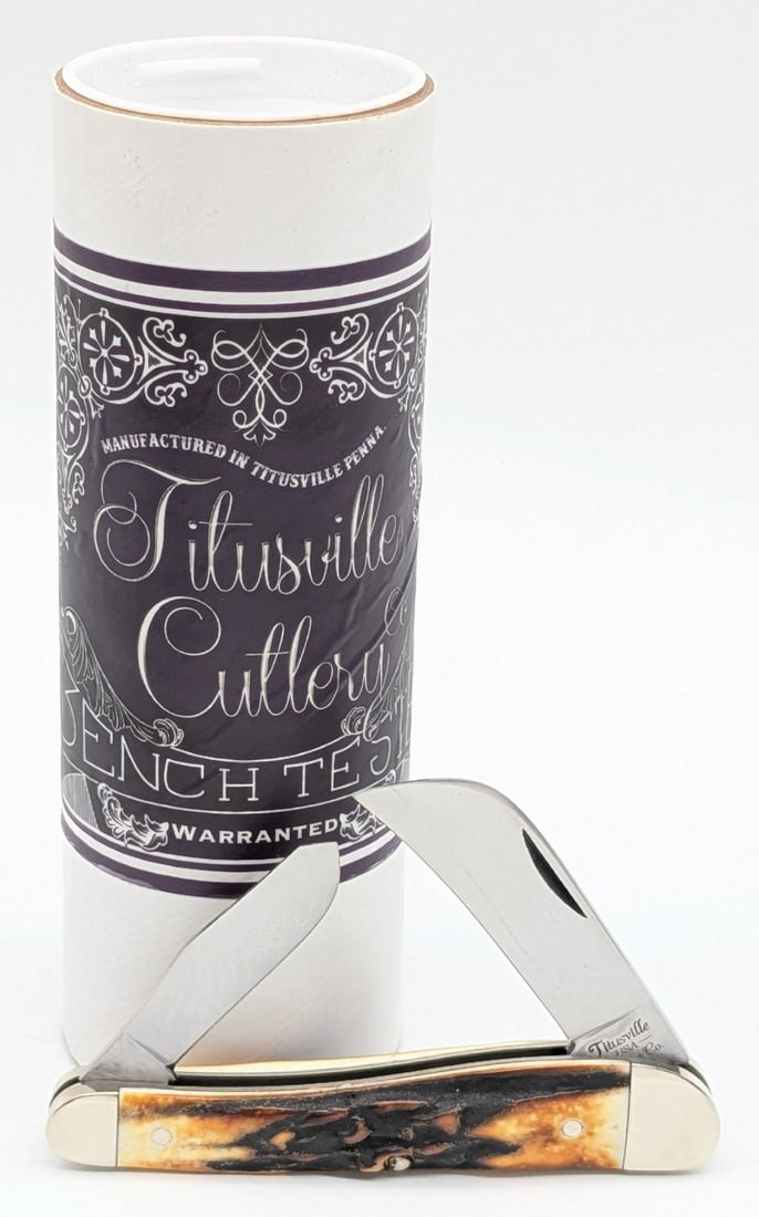 2024 Titusville Cutlery Co. Genuine Burnt Stag Rooster Comb w/ Tube (1 of 4)