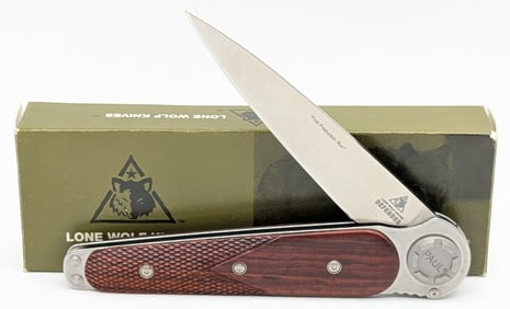 Lone Wolf Knives 1st Production Checkered Cocobolo Wood Paul Defender w/ Box