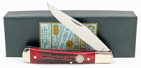 2008 Canal Street Cutlery Red Hill Exclusive Red Stag Single Blade Trapper w/ Box