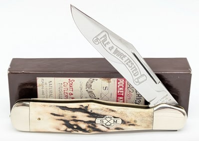 Ltd 1998 Schatt & Morgan Badger Knife Club Stag Copperhead Coke Bottle w/ Box