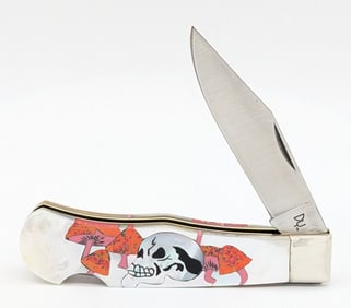 David Yellowhorse Sabo Custom Mother of Pearl Skull & Shrooms Jumbo Trapper