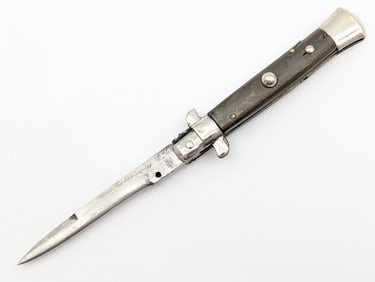Vtg 8in Italian Horn Handle Picklock Switchblade