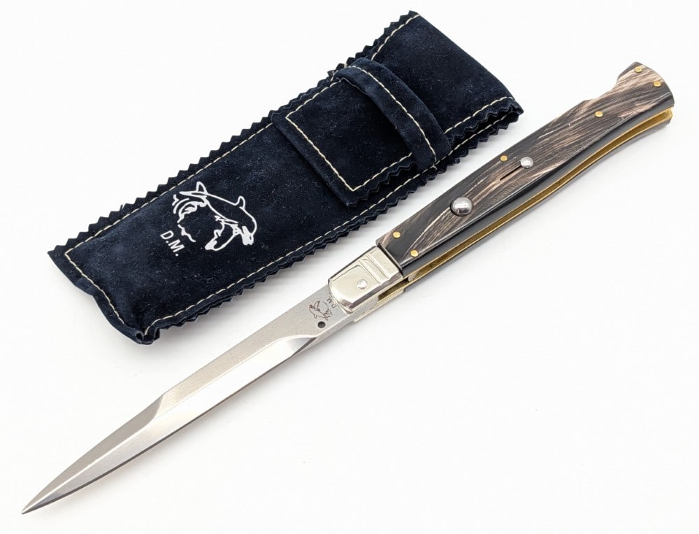 11in Dolphin Made Horn Handle Lockback Switchblade w/ Sheath (1 of 8)