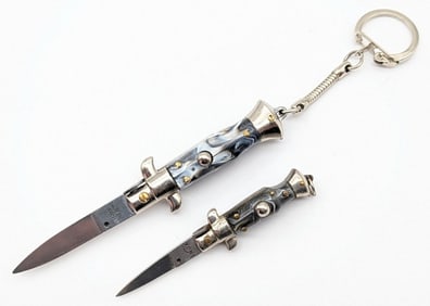 (2) Inox Italy Miniature Black & White Synth Switchblades
