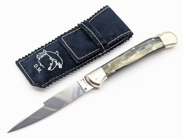 Dolphin DM Arosa Italian 2024 Prototype Horn Handle Switchblade w/ Sheath