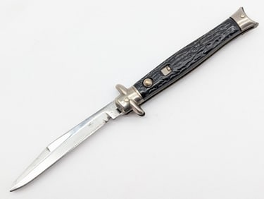 Shur-Snap Colonial Rough Black Bowtie Fishtail Switchblade Knife