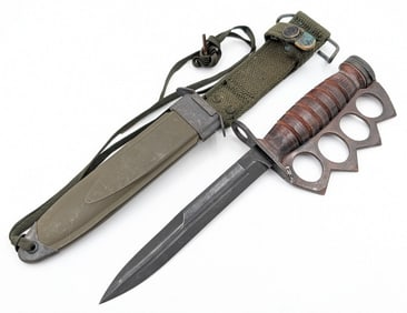 WWII US Soldier Custom Camillus M4 Knuckle Bayonet w/ Scabbard