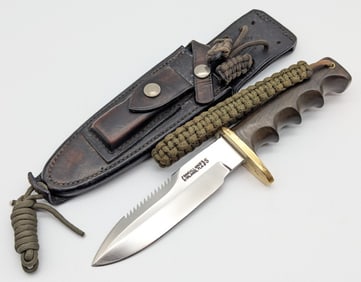 Named Vietnam Randall Model 15 Sawtooth Airman w/ Blackened Rough Back Sheath