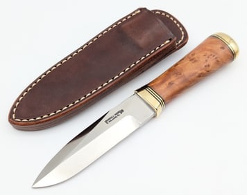 Randall Thuya Burl 4in Gambler w/ Sheath