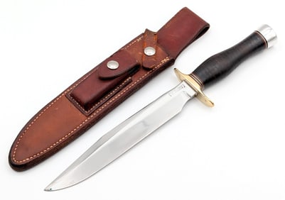 1970's Randall Model 1 8in All Purpose Fighter w/ Rough Back Sheath