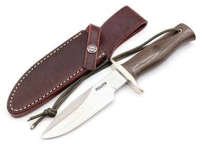 Randall 5in Brown Micarta Combat Companion w/ Sheath & Stone