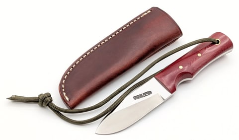 Randall Model 10 3in Red Micarta Utility Knife w/ Sheath & Stone