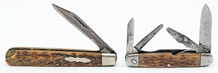 Antique Cattaraugus Jigged Bone Scout D2589 & Jack Knife 11849