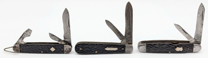 (3) Antique Winchester Rough Black Jack Knives
