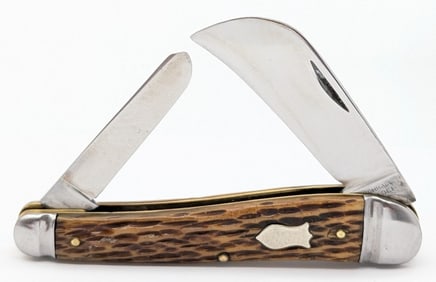 Antique Schrade Walden Jigged Bone Farmer's Jack Knife