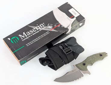 Maserin Green G-10 Badger Fixed Blade Knife w/ Sheath & Box