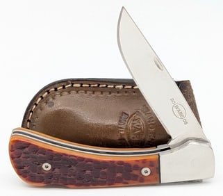 2005 Tommy Ware Wano Knives Jigged Bone Lockback w/ Sheath