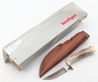 Ltd Kershaw Dan Harrison Handcrafted Series Stag Fixed Blade w/ Sheath & Box