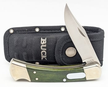 Buck 110 Smooth Wood Auto Folder w/ Sheath