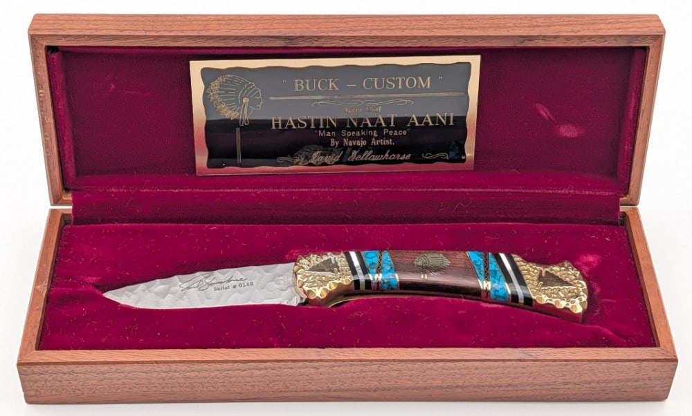 Buck David Yellowhorse Hastin Naat 'Aani Folding Knife w/ Case (1 of 9)