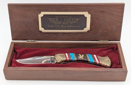 Early Buck David Yellowhorse Custom 110 Lock Back w/ Case