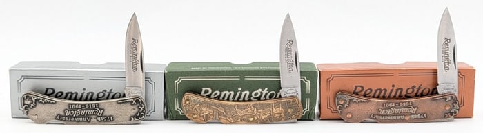 Remington Rifle, Shotgun, & Gunmaker Lockback Knives w/ Boxes