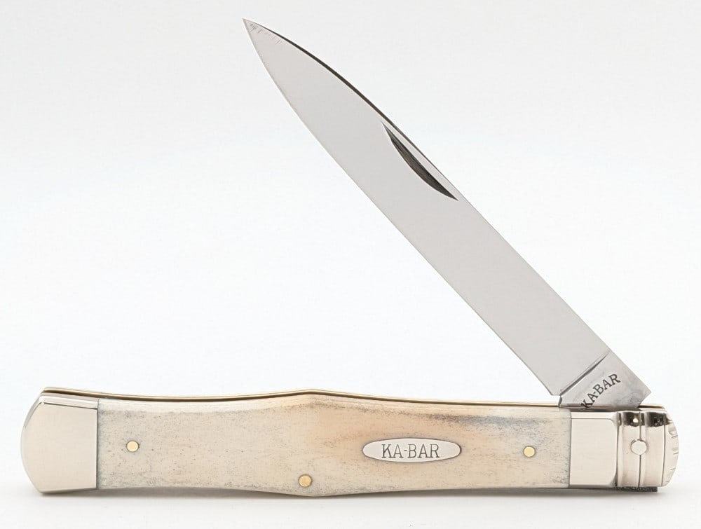 Ka-Bar Collectors Club Natural Bone Slim Coke Bottle LJN90: Knife is in like new condition. Overall measures 5-3/8in when closed.