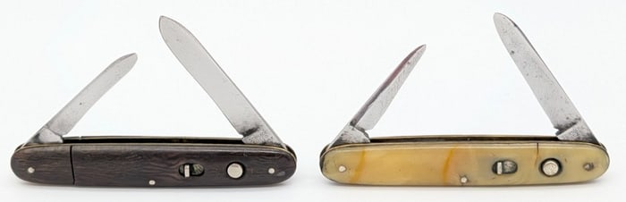 (2) Schrade Cut Co Celluloid Double Switchblade Knives