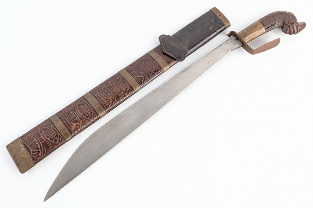 Antique Indonesian Golok Machete w/ Scabbard (1 of 9)