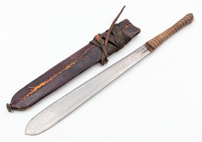 Antique Kenyan Maasai Seme Short Sword w/ Sheath