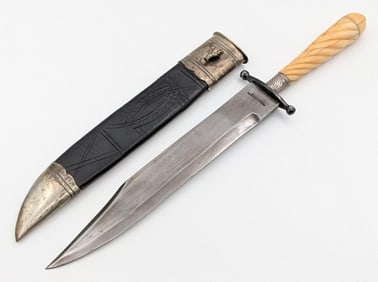 Lockwood Brothers Civil War Style Fluted Horn Bowie Knife w/ Sheath