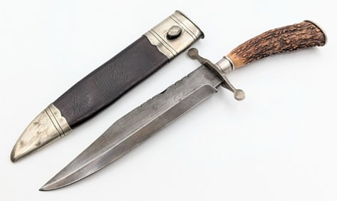 James Rodgers Sheffield Civil War Style Stag Bowie w/ Sheath