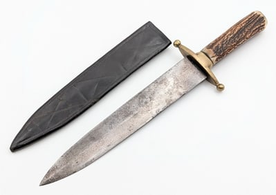 Civil War Style Unmarked Stag Dagger w/ Sheath