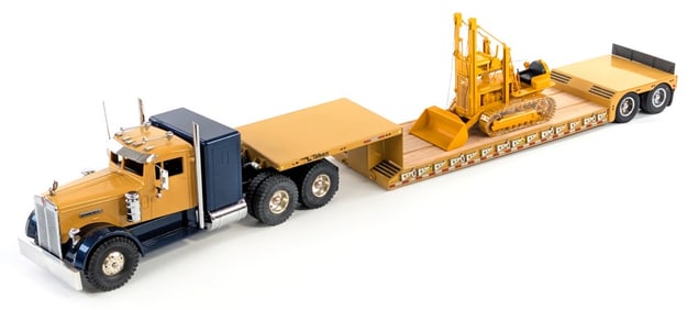 Custom All American Kenworth Semi Truck w/ M&J Custom Talbert Lowboy Trailer