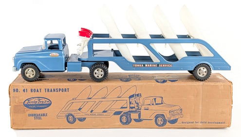 Tonka No. 41 Boat Transport Truck w/ Box - Dark Blue