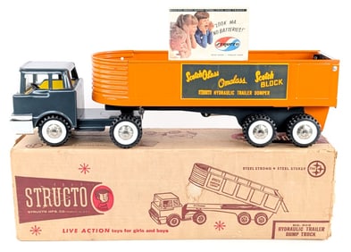 Structo No. 606 Hydraulic Trailer Dump Truck w/ Box