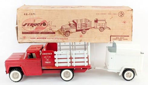 Structo No. 509 Farm Stake Truck and Horse Trailer w/ Box