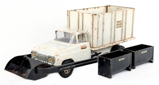 Original Tonka Sanitary System Garbage Truck w/ (2) Refuse Bins