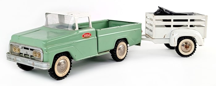 Original Tonka Style Side Pickup Truck & Stake Trailer