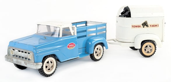 Tonka Stakebed Pickup Truck w/ Horse Trailer
