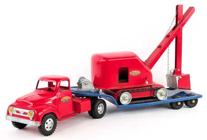 Original Tonka Truck w/ Lowboy & Steam Shovel